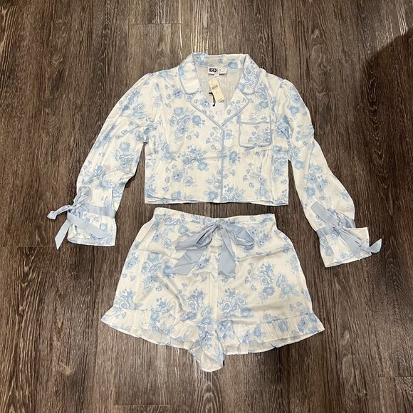 NWT Limited Edition Beach Riot Aurora & Luna Pj Set Baby Blue Floral - Picture 5 of 7